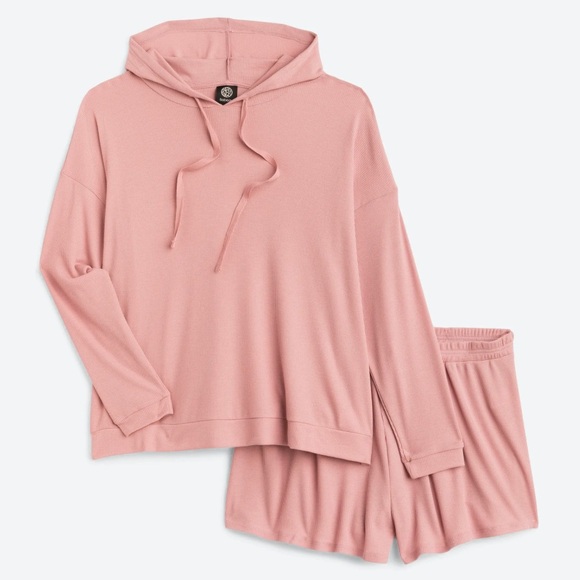 bobeau Other - Bobeau Pink thermal pajama shorts set with hoodie size 1X Stitch fix